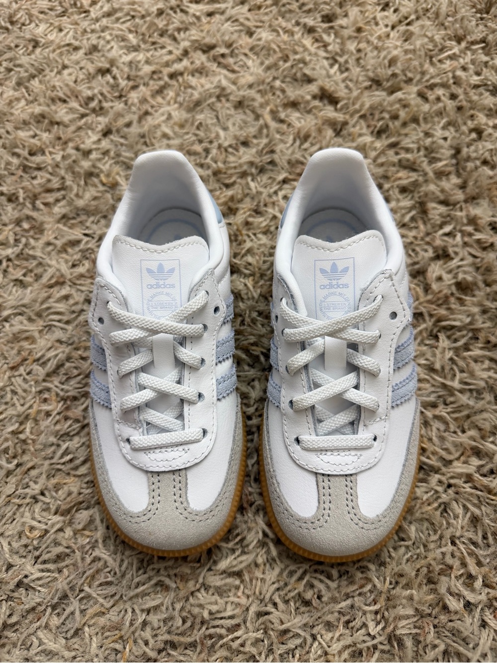 Adidas Sambas - light blue and white.